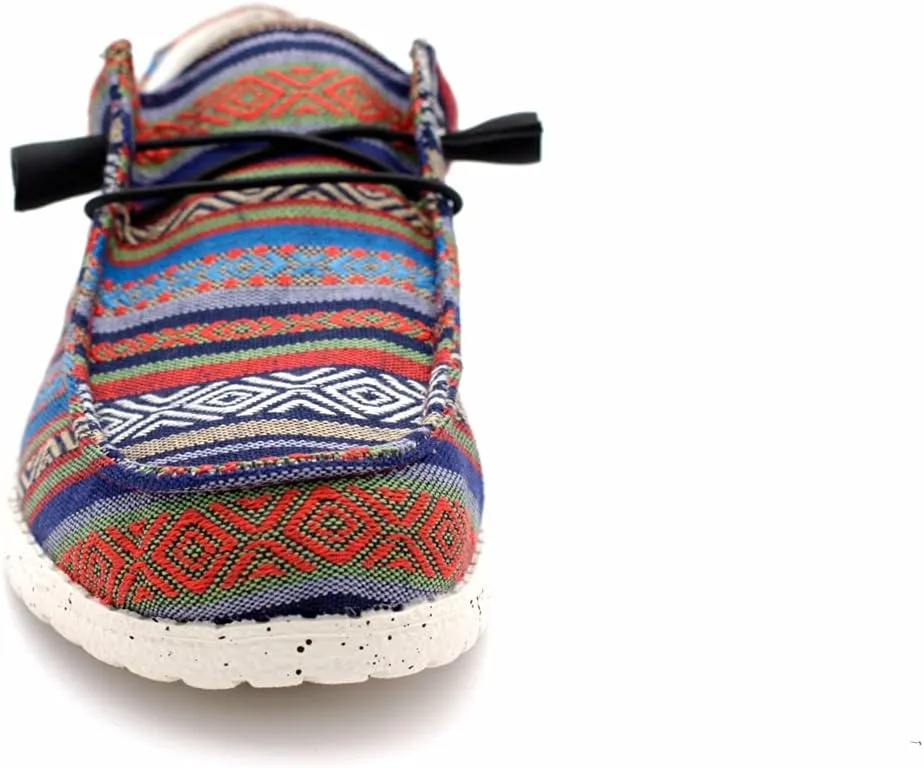 Womens Hola Multicolor Canvas Upper Fashion Slip On Loafers