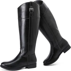Women's Knee High Boots Wide Calf Comfortable Riding Combat Flat Boots and Fashionable for Fall and Winter Wear for Women.