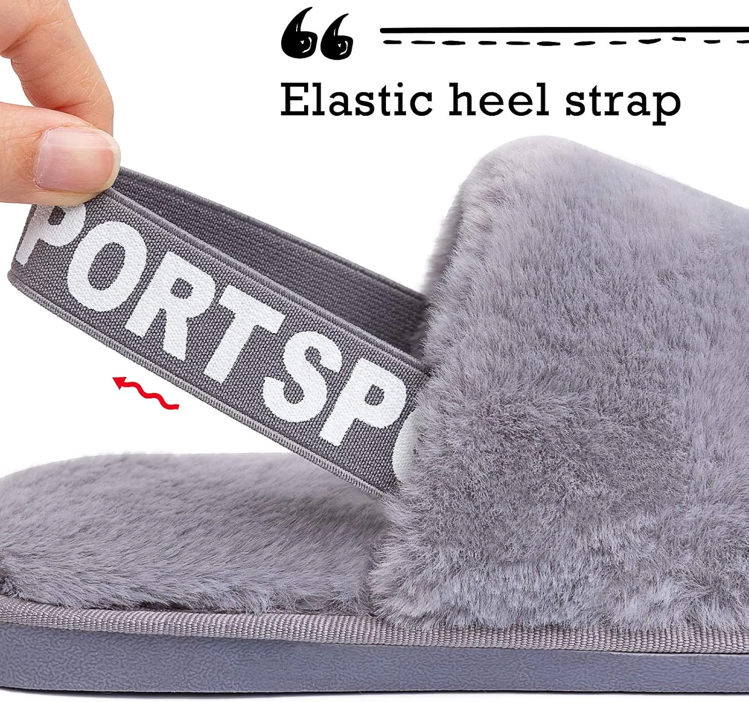 Womens Leopard Fuzzy Slippers Soft Plush Open Toe Faux Fur House Slide Sandals Indoor Spa Bedroom Flat Shoes with Elastic Strap
