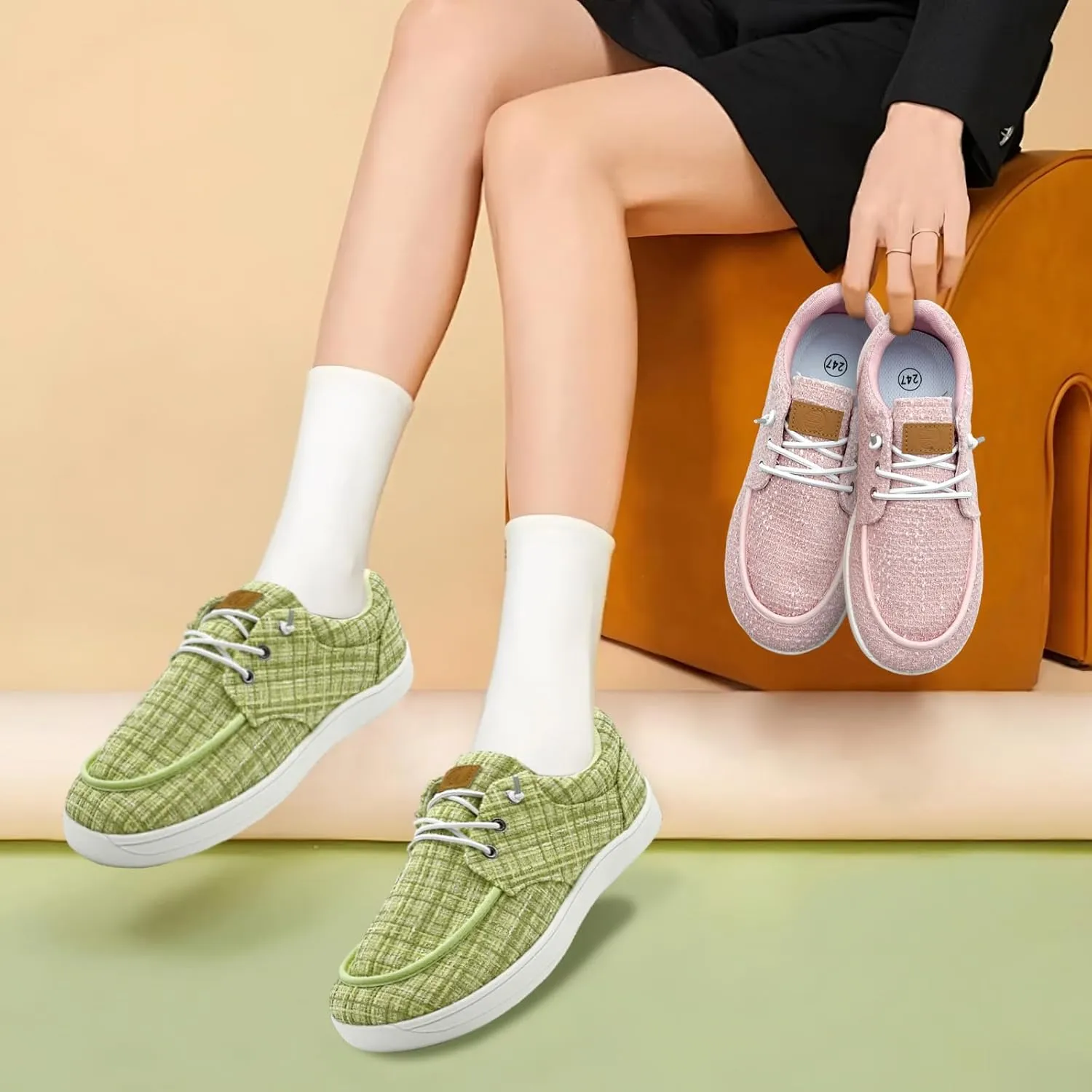 Women's Loafers Slip Ons Shoes Casual Comfortable & Lightweight Canvas Loafers Flats Walking Sneakers, Loafers Size 5.5-Size 12