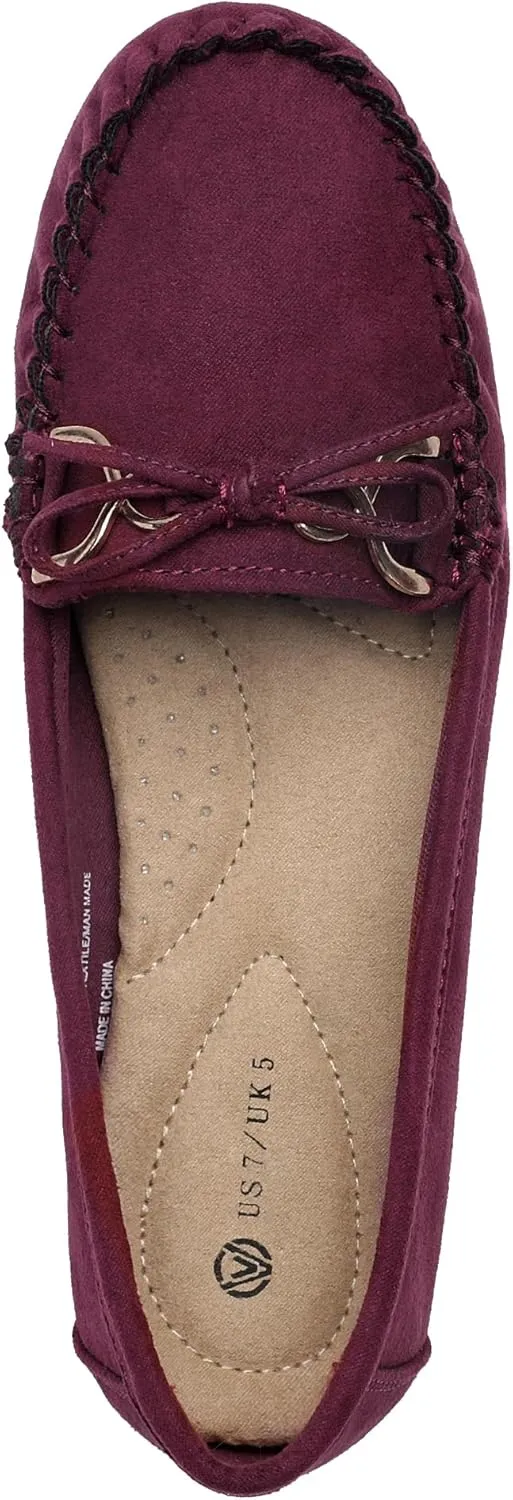 Women's Loafers Slip Ons Shoes with Bowknot Driving Flats Casual Comfort Walking Penny Loafers for Women