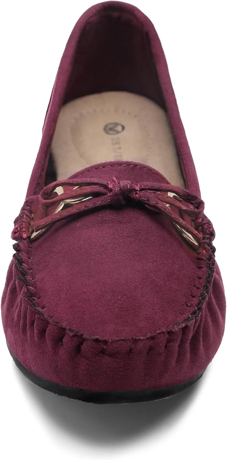 Women's Loafers Slip Ons Shoes with Bowknot Driving Flats Casual Comfort Walking Penny Loafers for Women