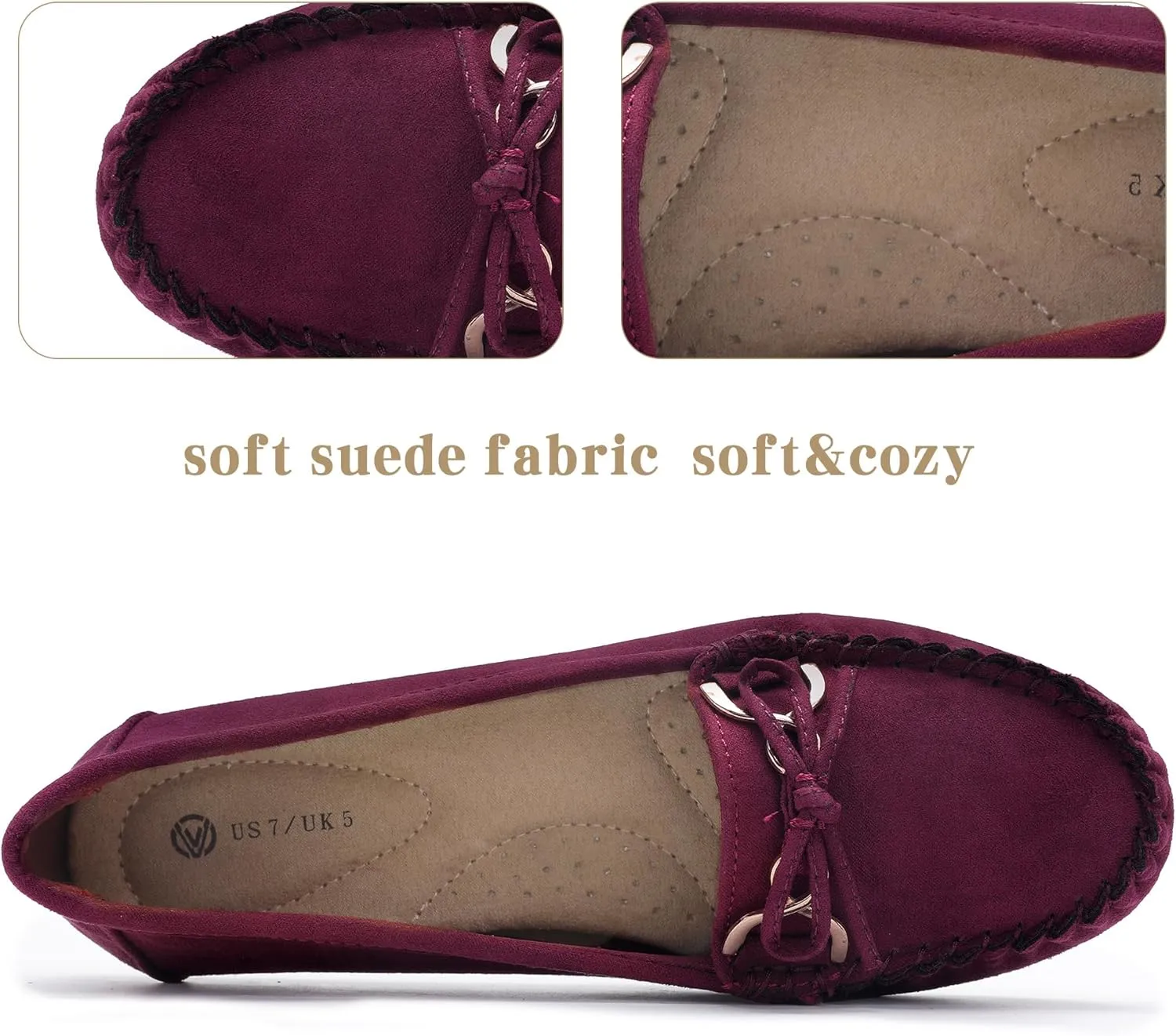 Women's Loafers Slip Ons Shoes with Bowknot Driving Flats Casual Comfort Walking Penny Loafers for Women
