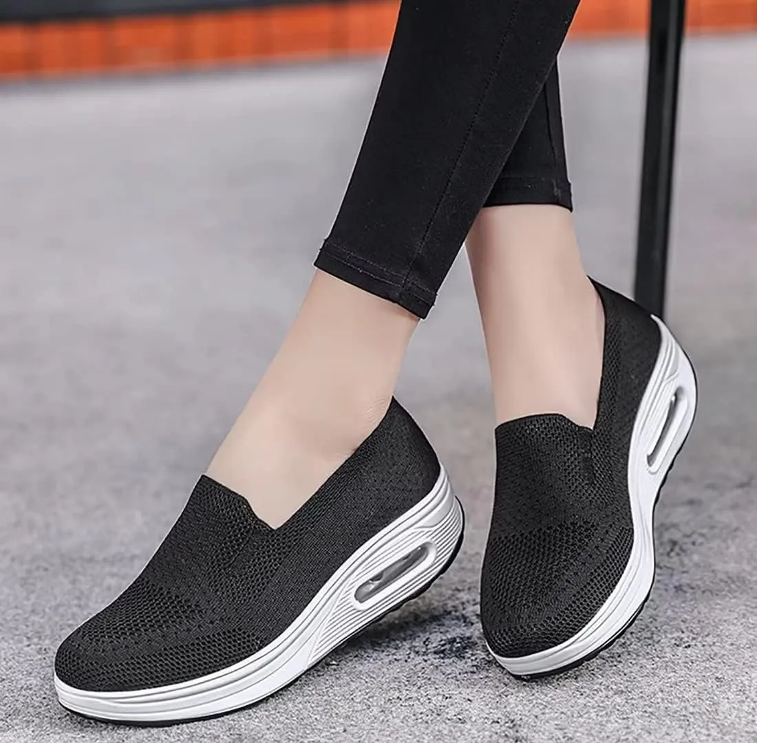 Women's Orthopedic Sneakers,Mesh Elastic Thick Sole Sneakers,2023 New Orthopedic Walking Shoes with Arch Support Sandals,Premium Fashion Platform Sneakers Comfortable Walking Shoes