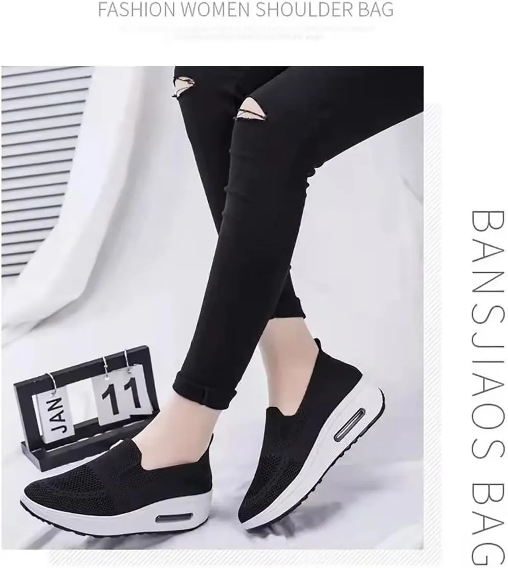 Women's Orthopedic Sneakers,Mesh Elastic Thick Sole Sneakers,2023 New Orthopedic Walking Shoes with Arch Support Sandals,Premium Fashion Platform Sneakers Comfortable Walking Shoes