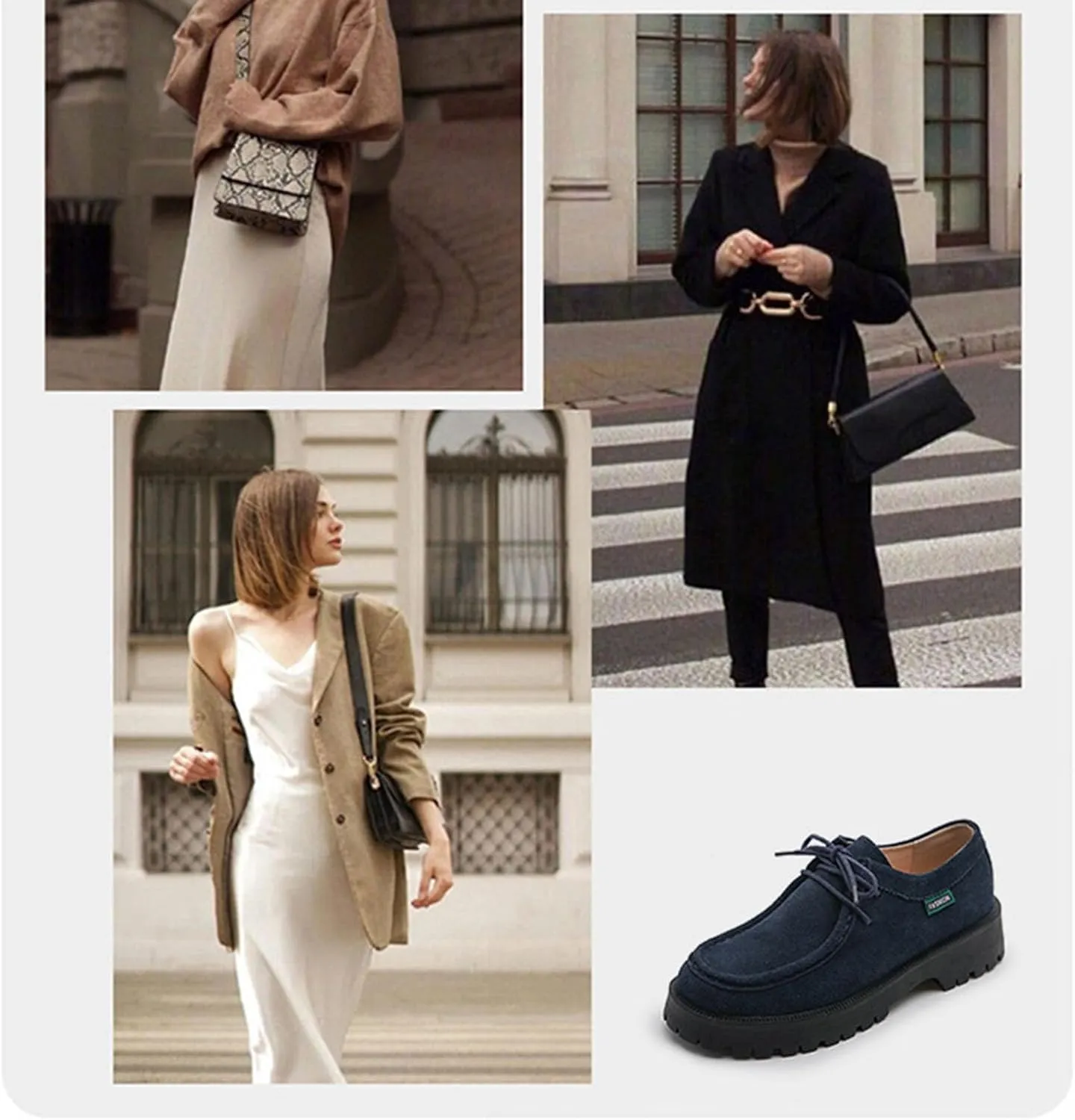Women's Retro Suede Thick Soled Lace Up Loafers Comfortable and Fashionable Non Slip Casual Walking Shoes Soft Soled British Style Small Leather Shoes