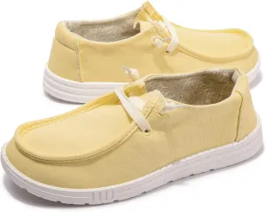 Women's Slip On Canvas Loafers - Breathable Low Top Casual Sneakers for Walking, Outdoor & Travel - Anti-Slip Comfort Shoes with Lightweight EVA Sole