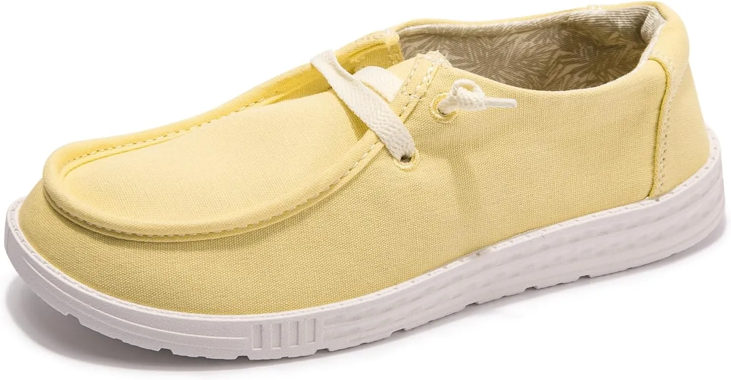 Women's Slip On Canvas Loafers - Breathable Low Top Casual Sneakers for Walking, Outdoor & Travel - Anti-Slip Comfort Shoes with Lightweight EVA Sole