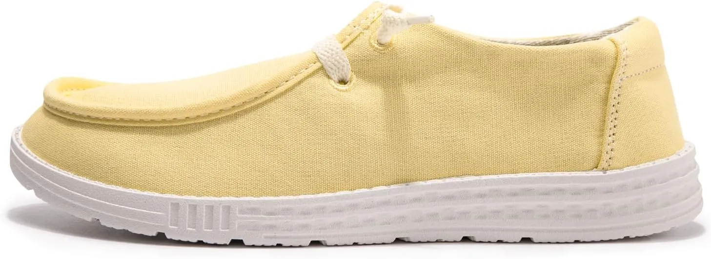 Women's Slip On Canvas Loafers - Breathable Low Top Casual Sneakers for Walking, Outdoor & Travel - Anti-Slip Comfort Shoes with Lightweight EVA Sole