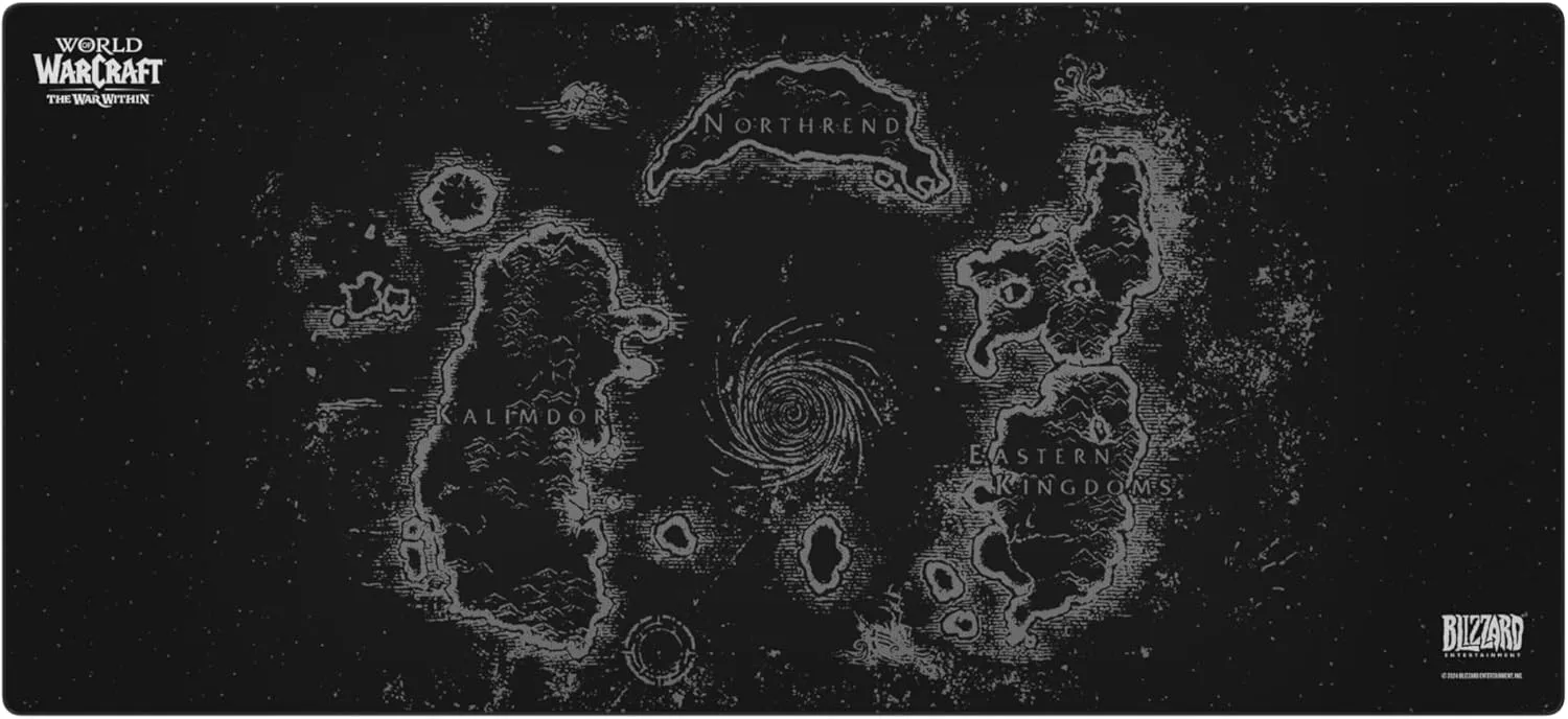 World of Warcraft Azeroth Gaming Mouse Pad, Computer Mouse Mat, Flat Stitched Edge, Non-Slip Rubber Base, Gamers & Office Use, 35 x 16 - Officially Licensed