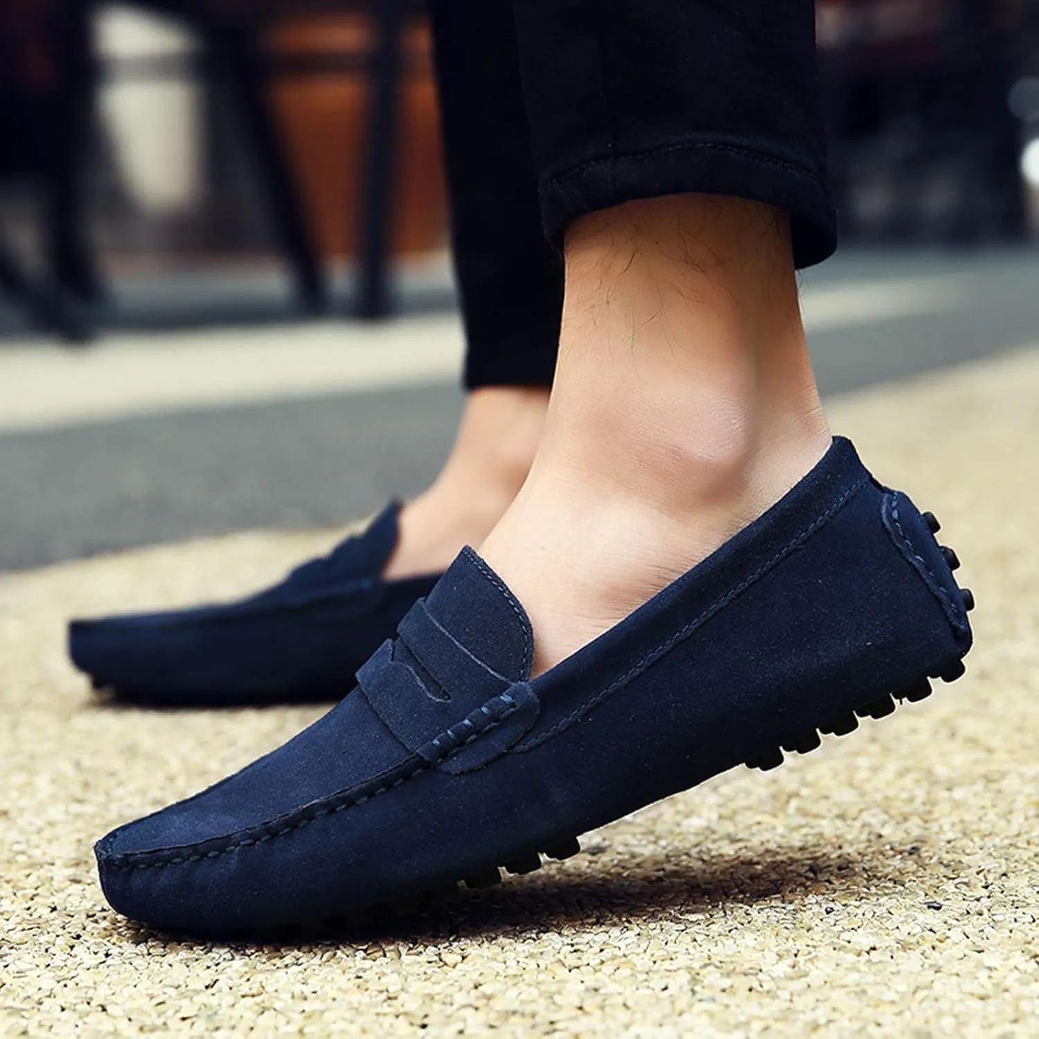 WUIWUIYU Men's Loafers Casual Slip On Shoes Soft Penny Loafers for Men Lightweight Suede Big Size Driving Boat Shoes Moccasins