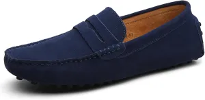 WUIWUIYU Men's Loafers Casual Slip On Shoes Soft Penny Loafers for Men Lightweight Suede Big Size Driving Boat Shoes Moccasins