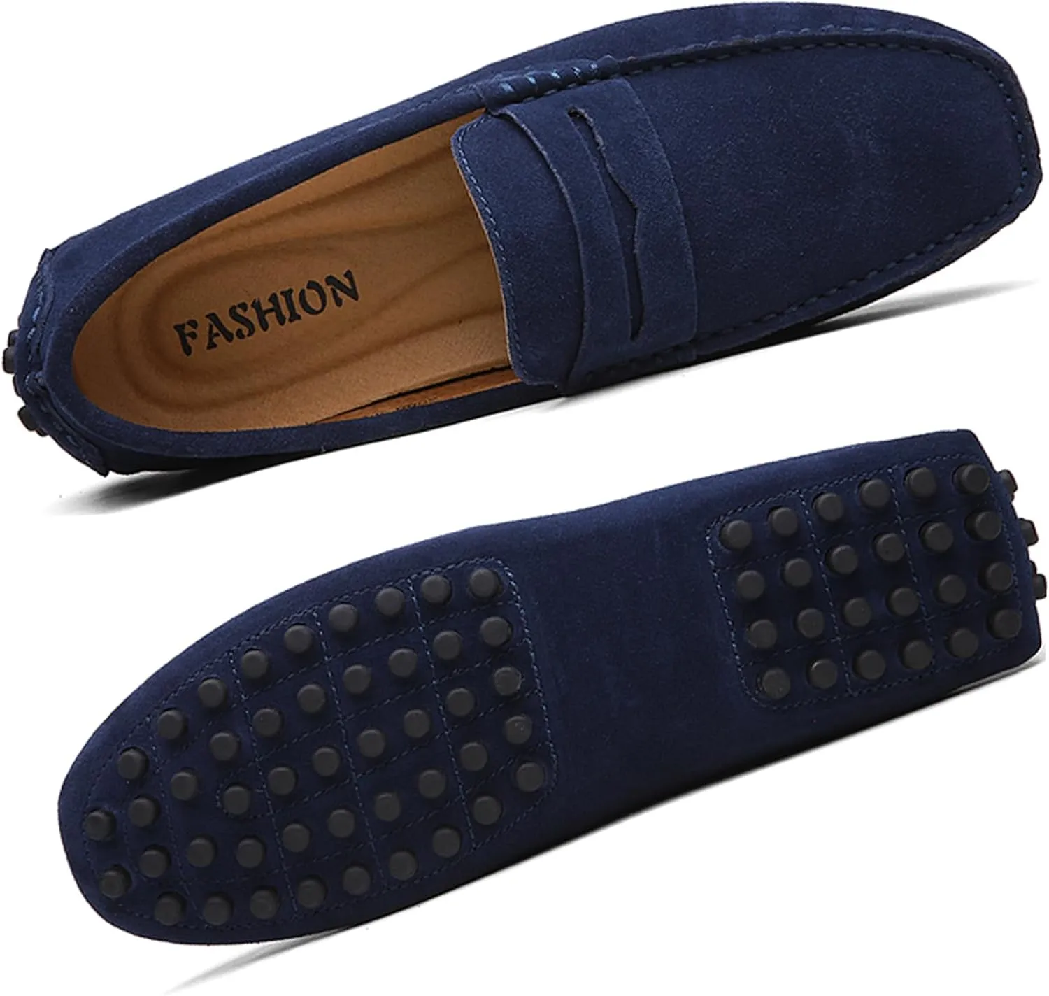 WUIWUIYU Men's Loafers Casual Slip On Shoes Soft Penny Loafers for Men Lightweight Suede Big Size Driving Boat Shoes Moccasins