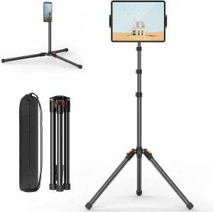 XXZU 72in Tablet Floor Stand Tripod,Tablet Stand Floor with 360° Ball Head,Height Adjustable Floor Stand Holder for Bed with Case,for Phone/Music/Mic/Stream/Recording and All 4.7-13” Devices
