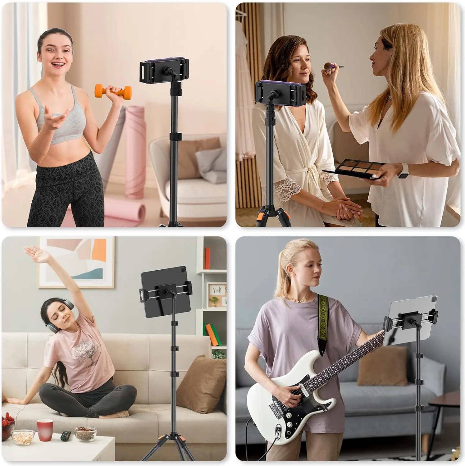 XXZU 72in Tablet Floor Stand Tripod,Tablet Stand Floor with 360° Ball Head,Height Adjustable Floor Stand Holder for Bed with Case,for Phone/Music/Mic/Stream/Recording and All 4.7-13” Devices