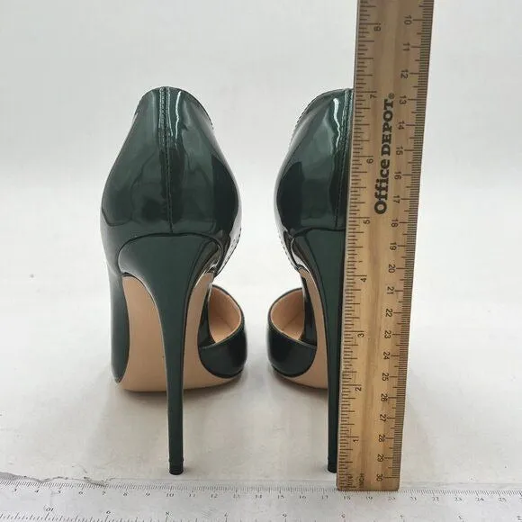 XYD Green D'Orsay High Heels Comfortable Slip-on Pointed Toe Sexy Office Pumps
