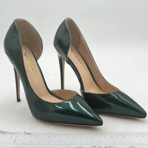 XYD Green D'Orsay High Heels Comfortable Slip-on Pointed Toe Sexy Office Pumps