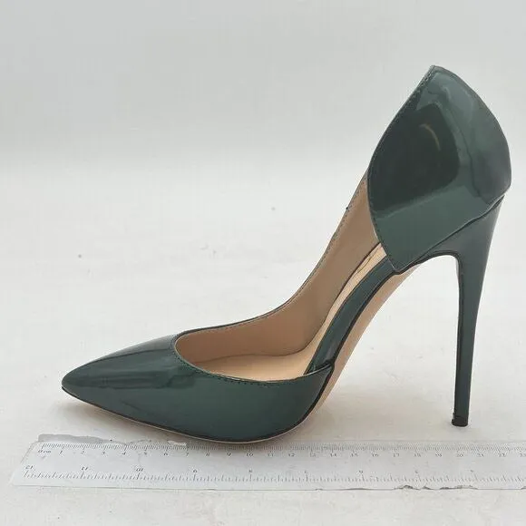 XYD Green D'Orsay High Heels Comfortable Slip-on Pointed Toe Sexy Office Pumps