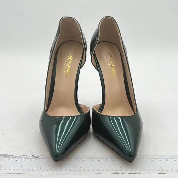 XYD Green D'Orsay High Heels Comfortable Slip-on Pointed Toe Sexy Office Pumps