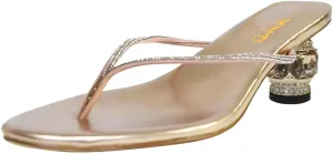 XYD Women Fashion Thong Crystal Low Heel Block Sandals Flip Flops Open Toe Summer Slip-on Beach Resort Vacation Shoes