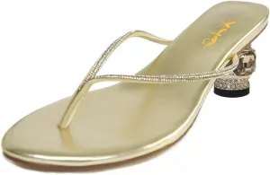XYD Women Fashion Thong Crystal Low Heel Block Sandals Flip Flops Open Toe Summer Slip-on Beach Resort Vacation Shoes