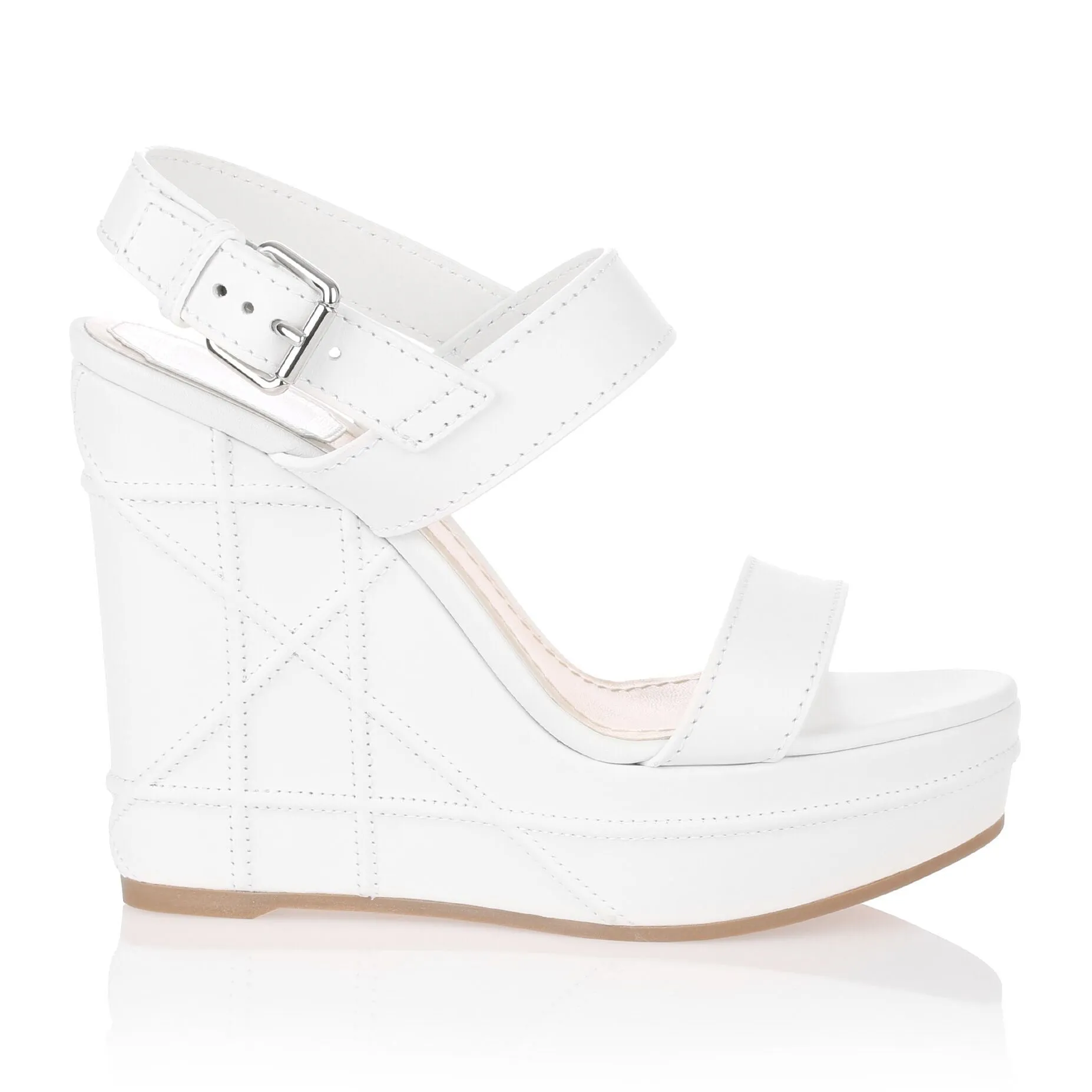 Yacht white leather wedge sandal
