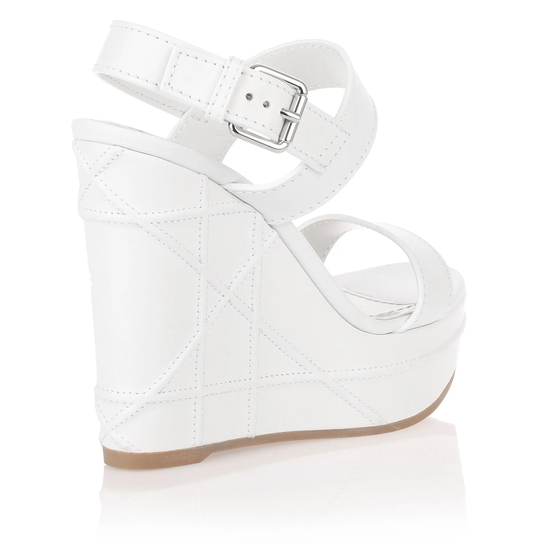 Yacht white leather wedge sandal