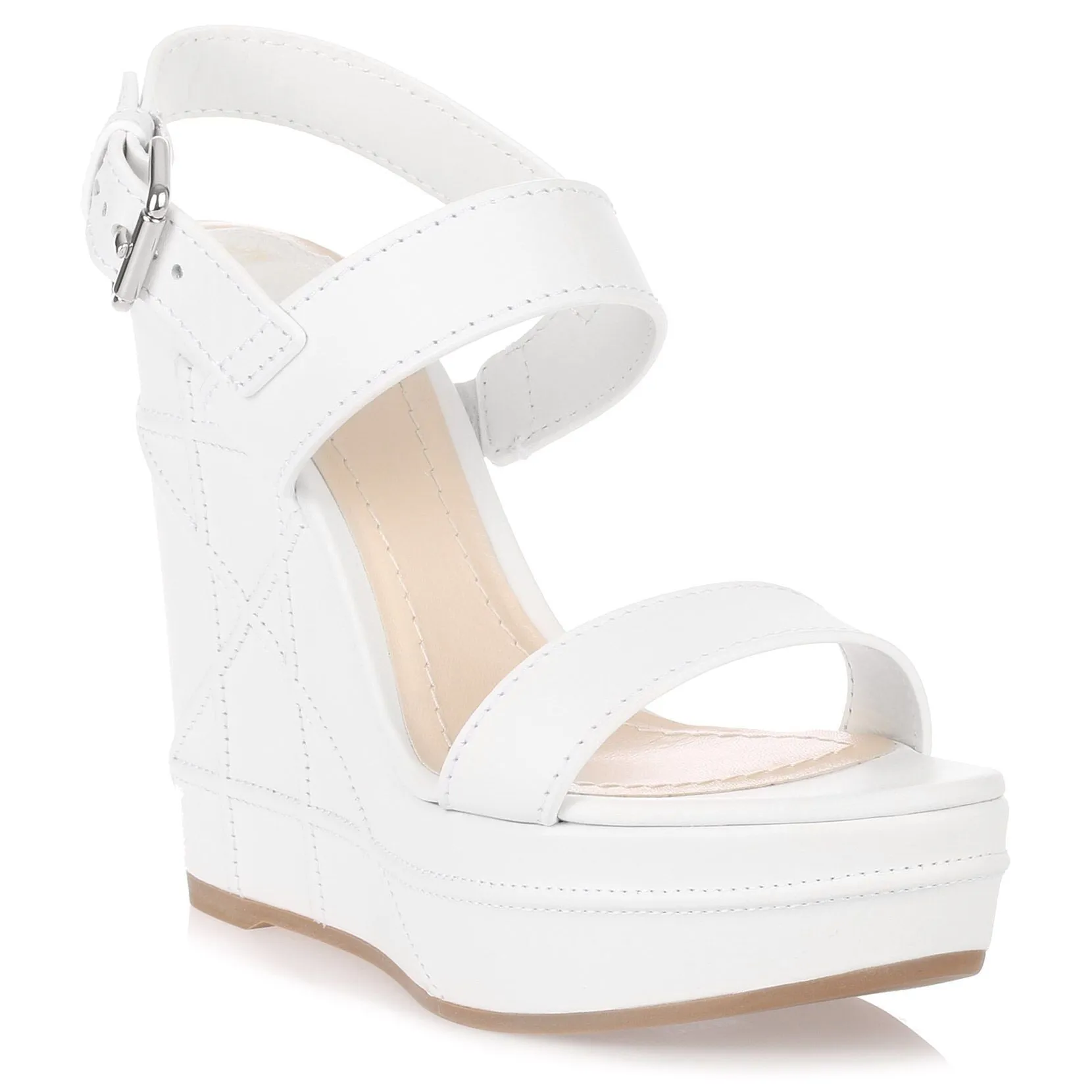 Yacht white leather wedge sandal