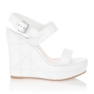 Yacht white leather wedge sandal
