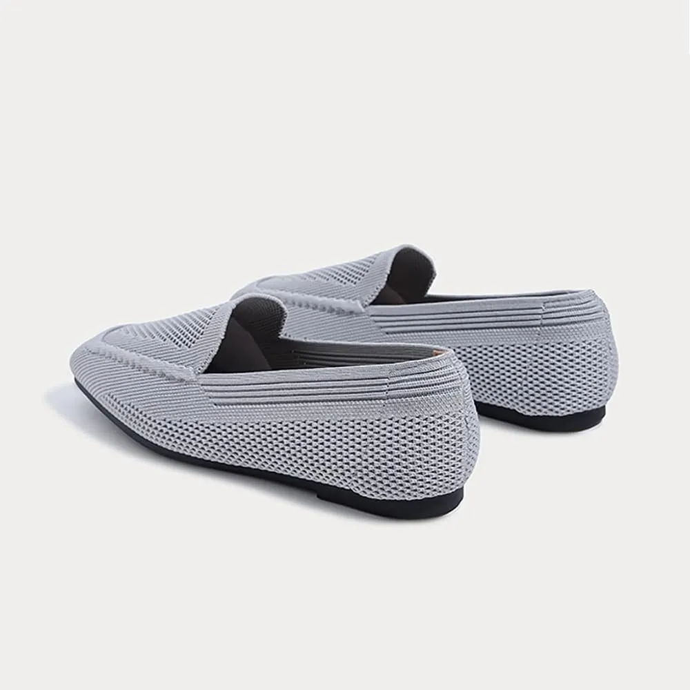 YING LAN Womens Knit Ballet Flats Shoes,Ladies Comfortable Square-Toe Dress Shoes Casual Slip On Soft Ballerina Walking Flats Shoes