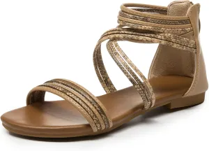 youngshow Women's Sandals Elastic Strappy String Thong Ankle Strap Flip Flops Summer Beach Gladiator Shoes Black