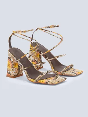 Zahra Snake-Print Strappy Sandal