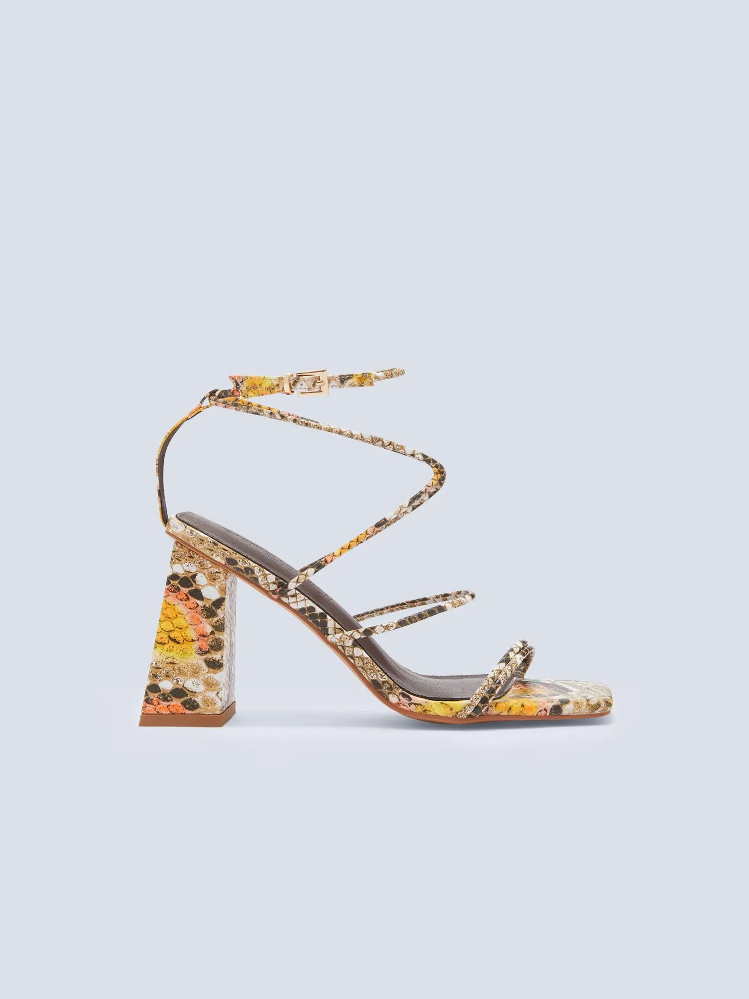 Zahra Snake-Print Strappy Sandal
