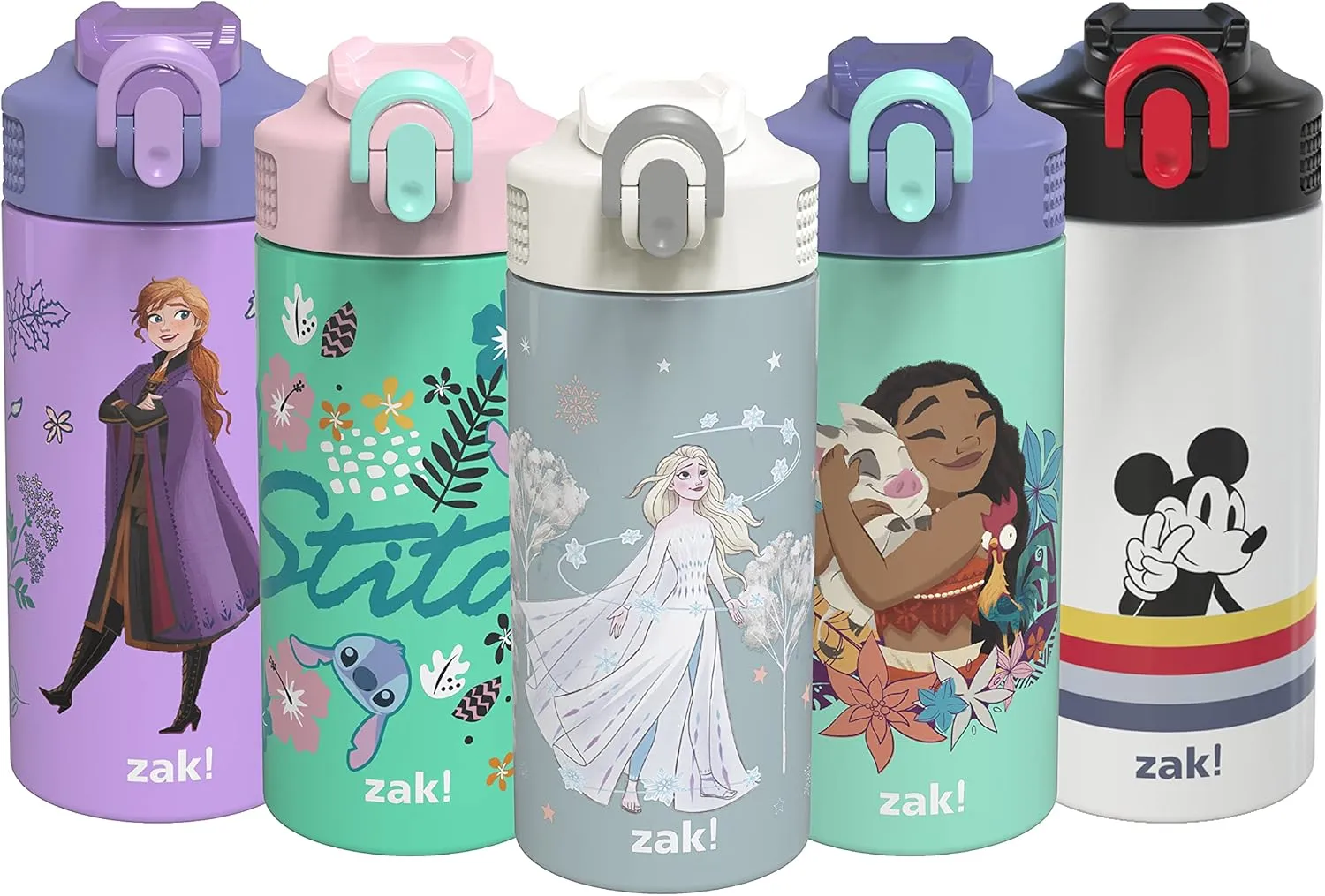 Zak Designs Disney Frozen 2 Elsa - Stainless Steel Vacuum Insulated Water Bottle - 14 oz - Durable & Leak Proof - Flip-Up Straw Spout & Built-In Carrying Loop - BPA Free